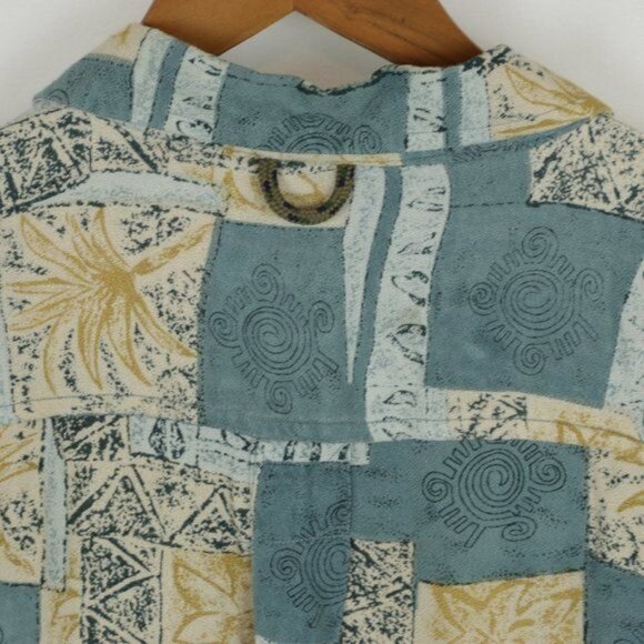 Exofficio Travel Men's Medium Blue Cream Rayon Short Sleeve Button Up  Shirt - Picture 4 of 9